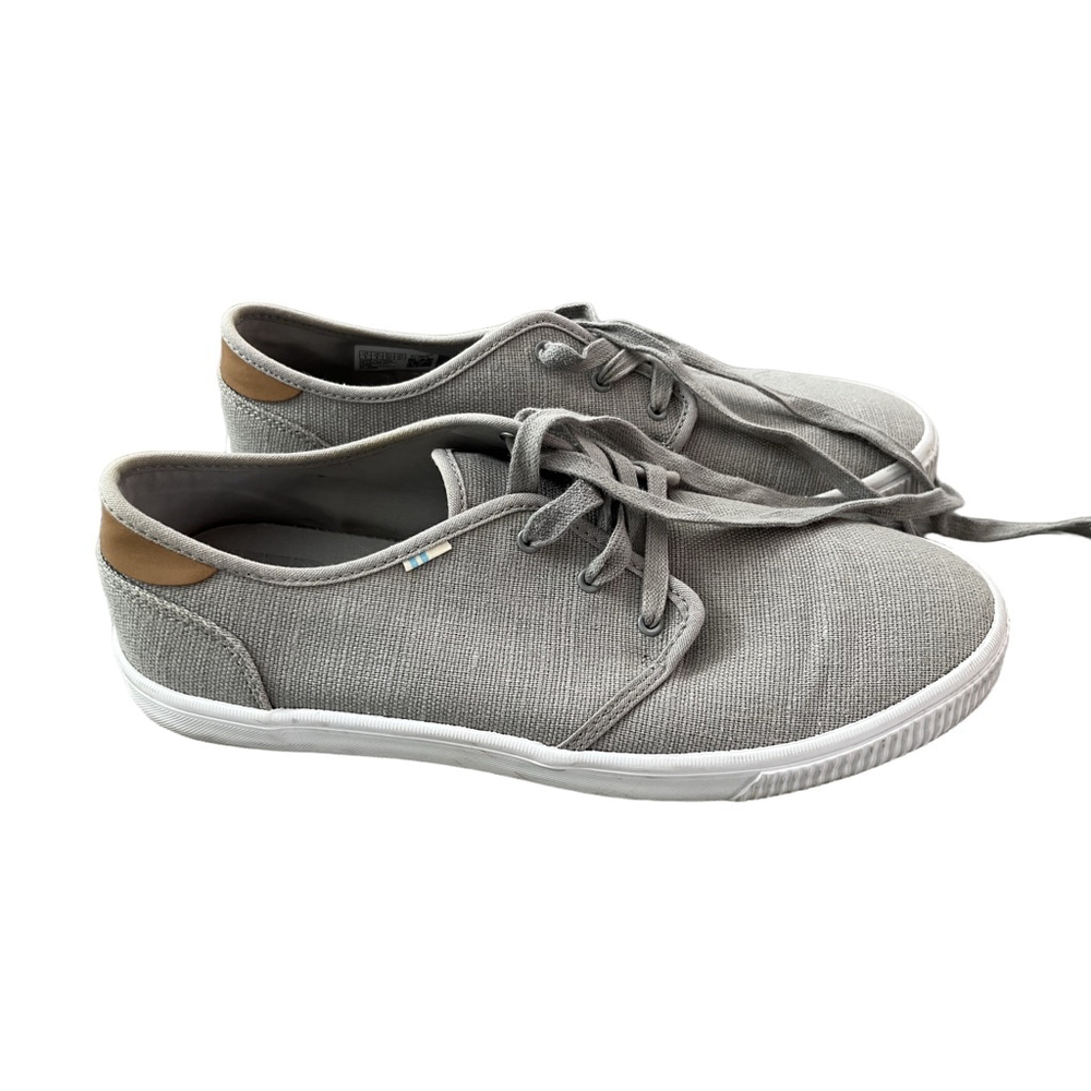 TOMS Men's Grey Canvas Lace Up Sneakers Size 9 - Picture 2 of 4